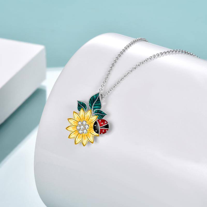 Sunflower & Ladybug S925 Sterling Silver Necklace