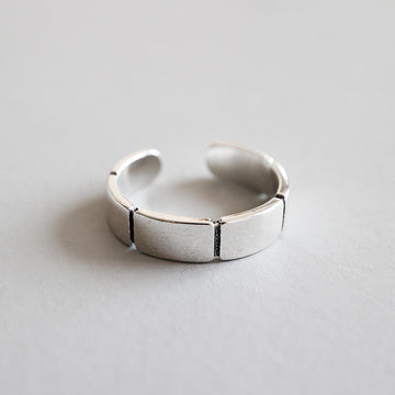 Geometric Block Connect 925 Sterling Silver Adjustable Ring
