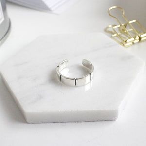 Geometric Block Connect 925 Sterling Silver Adjustable Ring