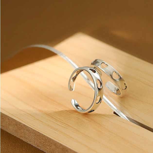 Hollow Heart Girl 925 Sterling Silver Adjustable Ring