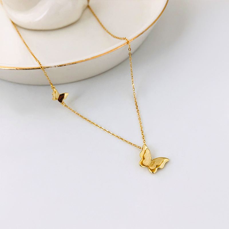 Mother Child Butterflies 925 Sterling Silver Necklace