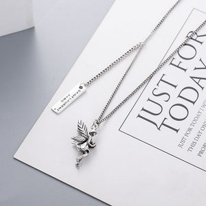 Vintage Guardian Angel 925 Sterling Silver Necklace