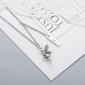 Vintage Guardian Angel 925 Sterling Silver Necklace