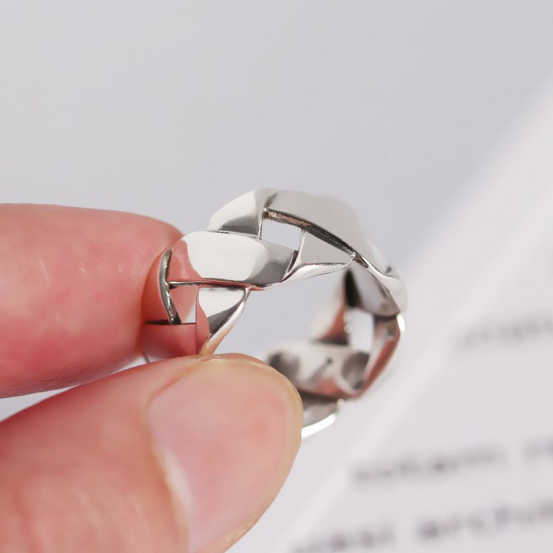 Vintage Weave 925 Sterling Silver Wide Adjustable Ring