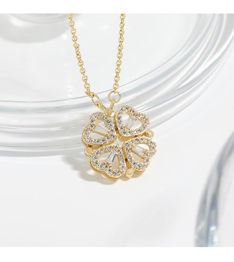 Four Hearts Clover Necklace