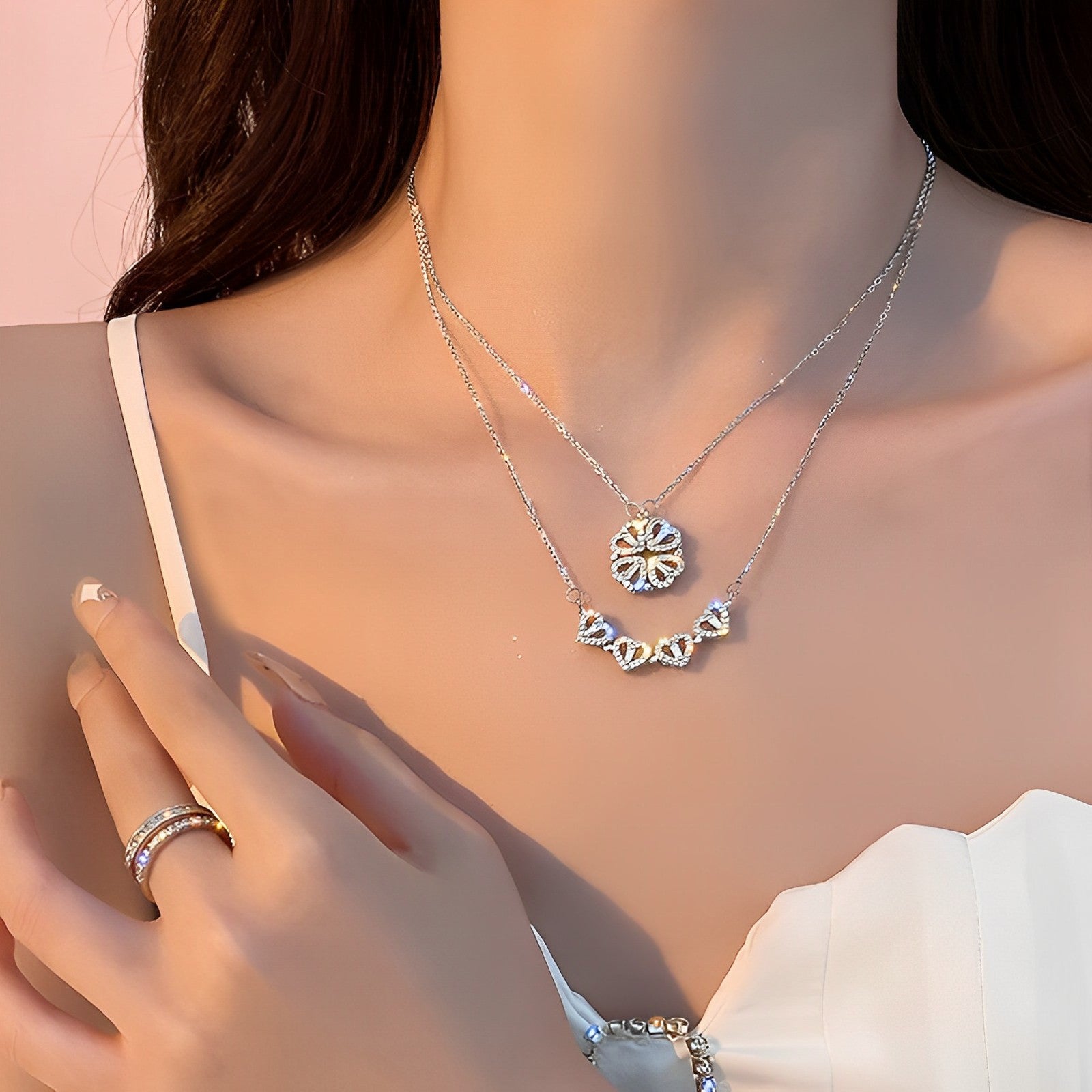 Four Hearts Clover Necklace
