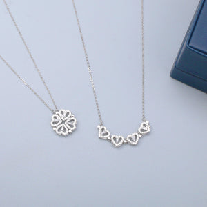 Sterling Silver Heart Clover Necklace