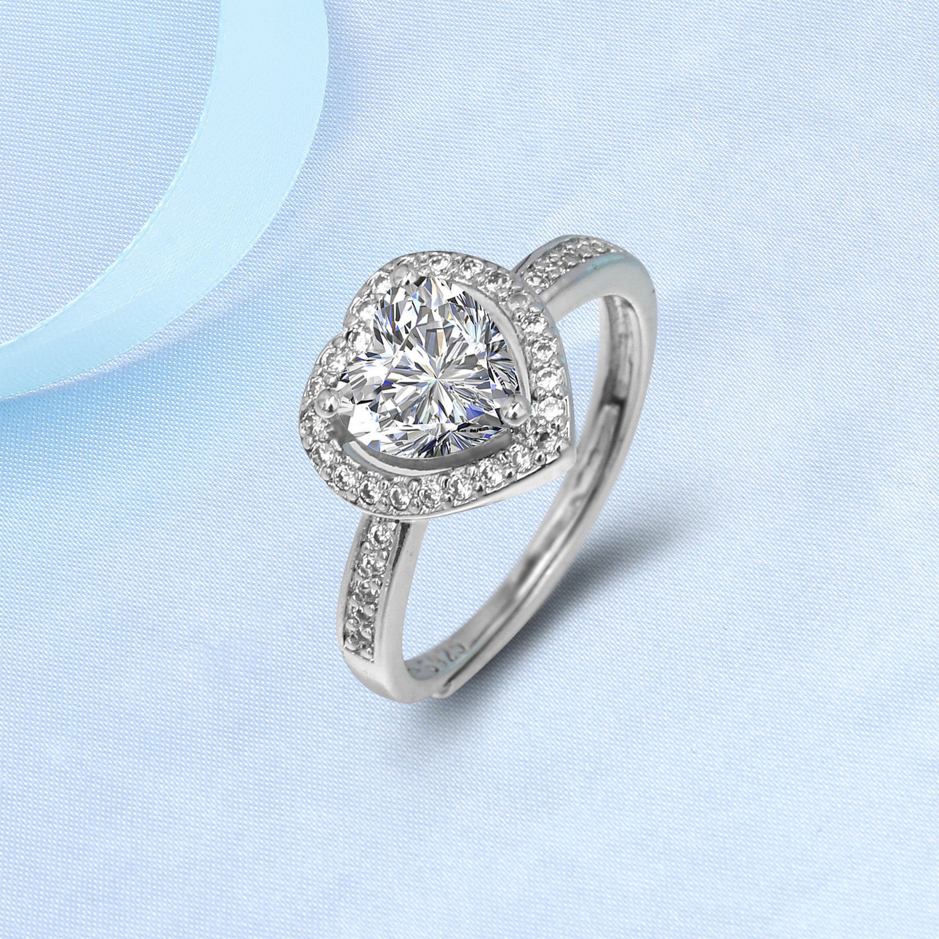 Silver Moissanite Heart Ring