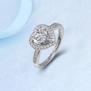 Silver Moissanite Heart Ring