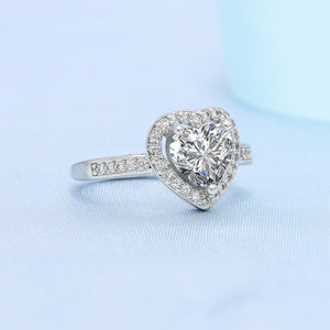 Silver Moissanite Heart Ring