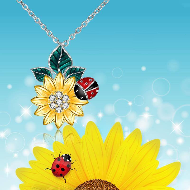 Sunflower & Ladybug S925 Sterling Silver Necklace