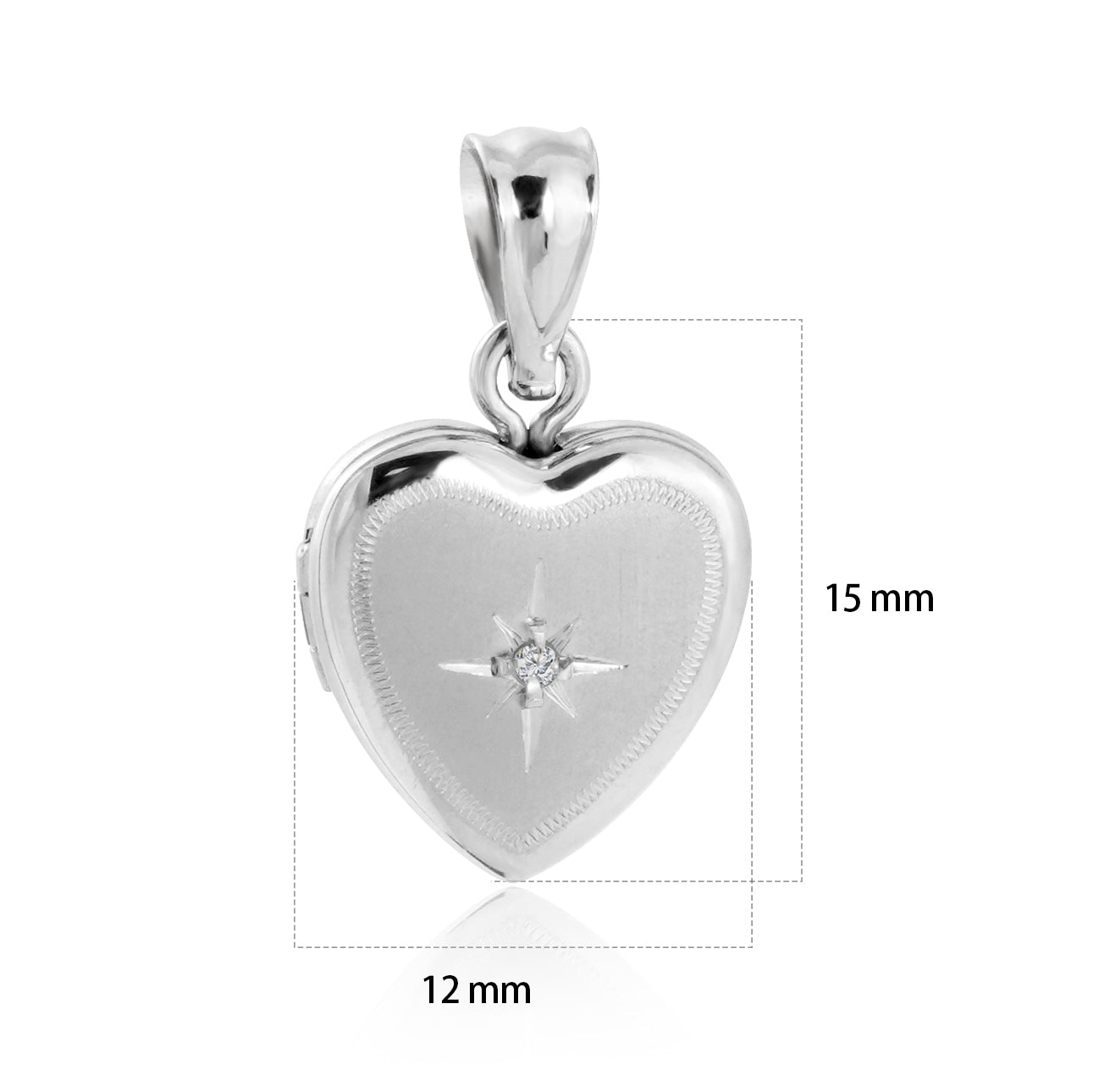 Lady Shining Star Pattern Border Heart 925 Sterling Silver Locket Necklace Pendant